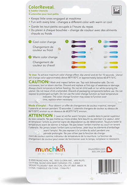 Munchkin- Colorreveal™ Color Changing Toddler Forks & Spoons, Pack Of 6 - Multi Color