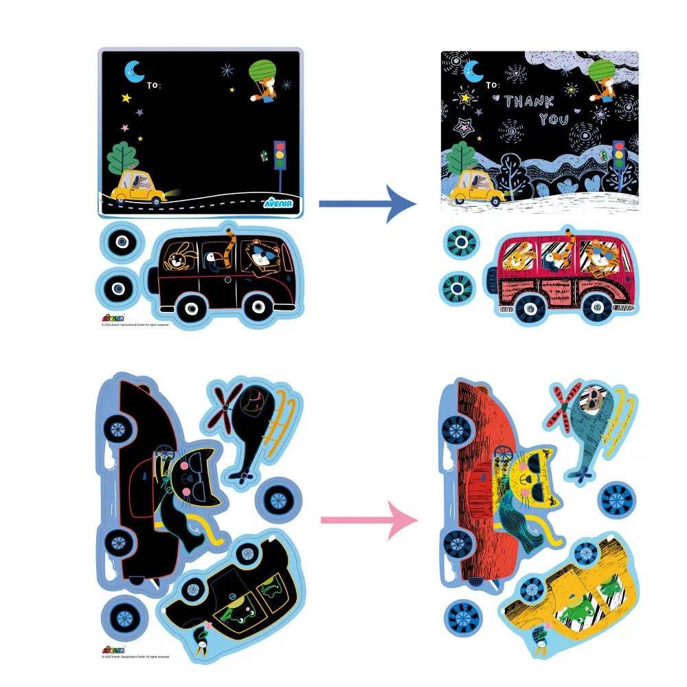 Avenir - Scratch - Cars | Greeting Cards Set -Multicolor