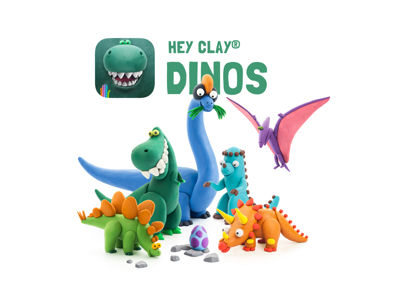 Hey Clay -  Dinos Set-Colourful Modeling Kids-Air Dry Clay Kit 15 Cans-Multicolor