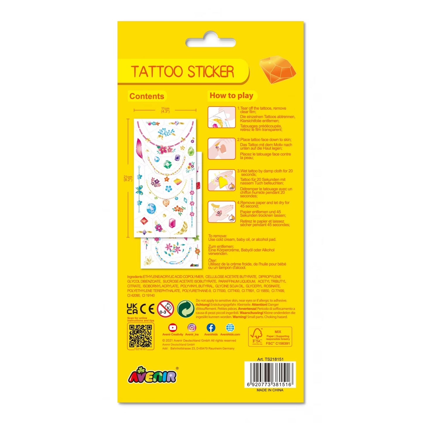 Avenir - Tattoo Sticker - Jewelry | 50Pc Set Of Temporary Tattoo-Multicolor