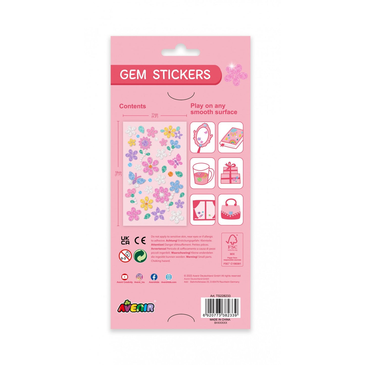 Avenir -  Gem Stickers - Flower| Self Adhesive Rhinestones Stickers-Multicolor