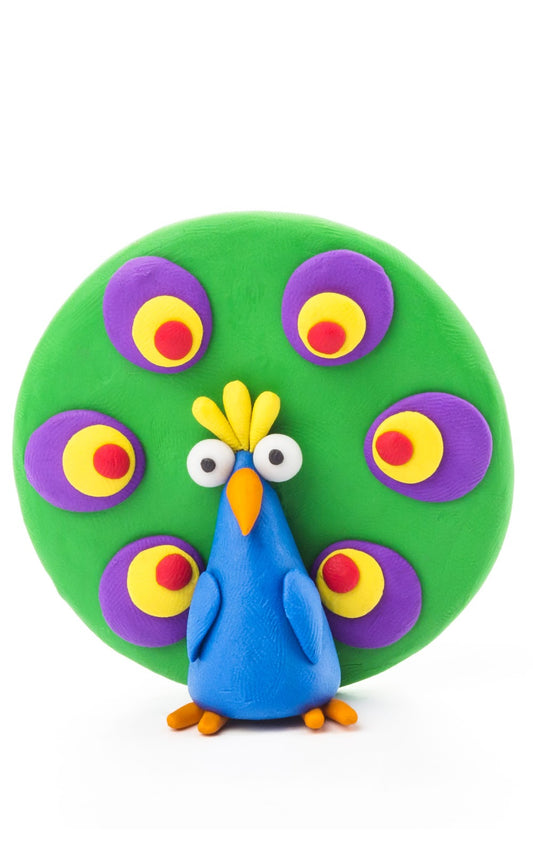 Hey Clay -  Diy Peacock Plastic Creative Modelling Air-Dry Clay For Kids 3 Cans-Multicolor