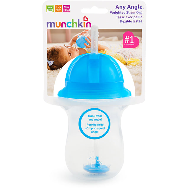 Munchkin- Any Angle™ Click Lock Weighted Straw Trainer Cup 10Oz - 12 Months - Blue