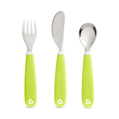 Munchkin- Splash™ Toddler Fork, Knife & Spoon Set - 18 Months + - Green