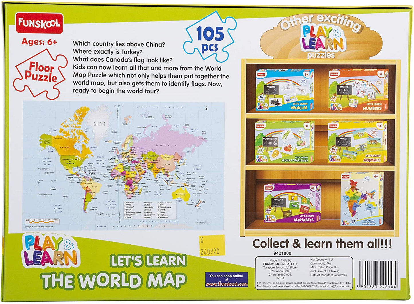 Funskool -  World Map-Multicolor