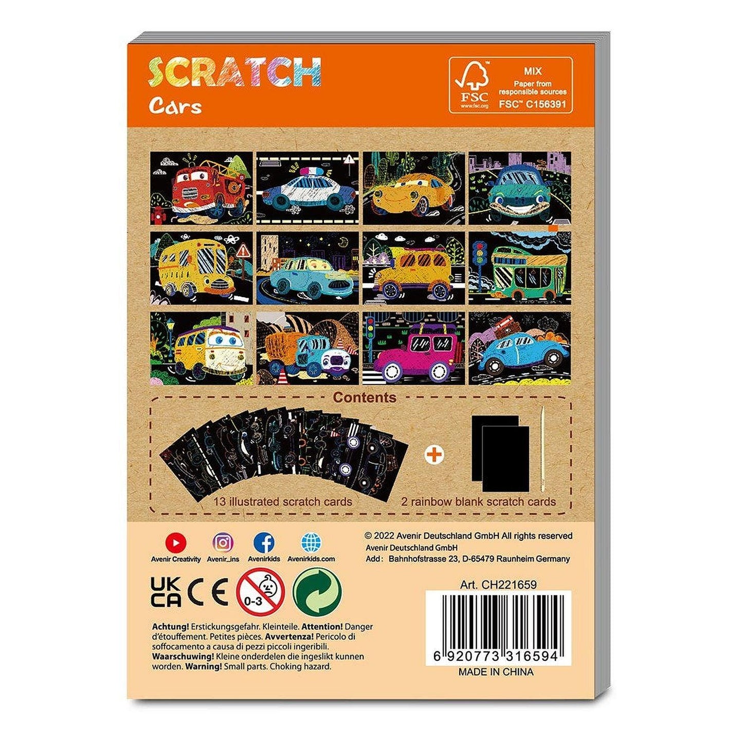 Avenir -  Mini Scratch Book - Cars | Introducing The "Mini Scratch Book: Cars E-Multicolor