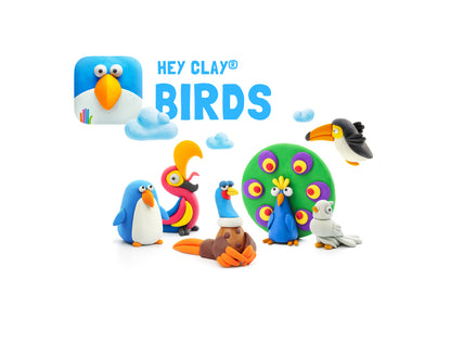 Hey Clay -  Birds Set-Colourful Modeling Kids-Air Dry Clay Kit 15 Cans -Multicolor