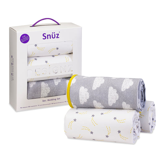 Snuz- 3 Piece Crib Bedding Set  - Multicolour