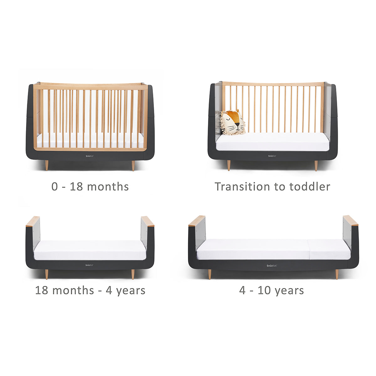 Snuz- Kot Skandi Cot Bed  - Slate Natural