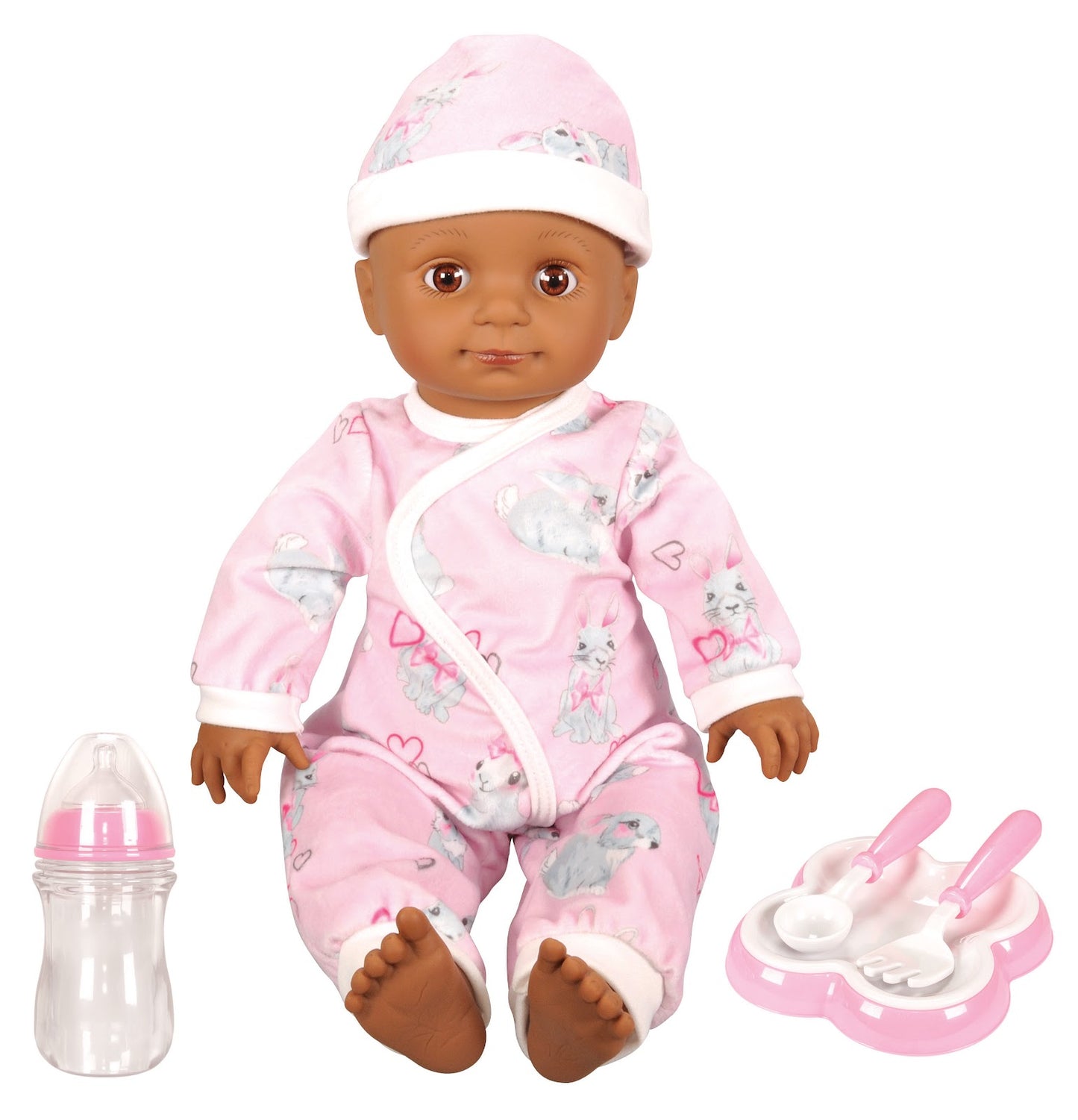 Lotus -  18" Inch, Soft-Bodied Baby Doll – Afro-American (No Hair)-Multicolor