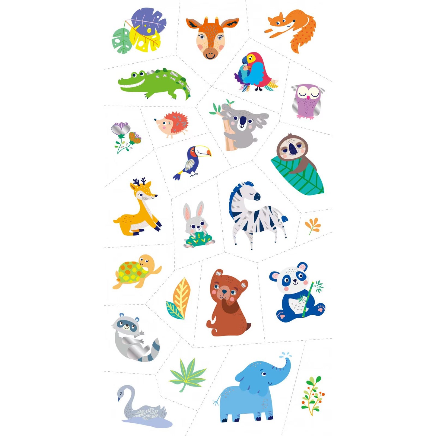 Avenir - Tattoo Sticker - Jungle Animal Series | 50Pc Set -Multicolor