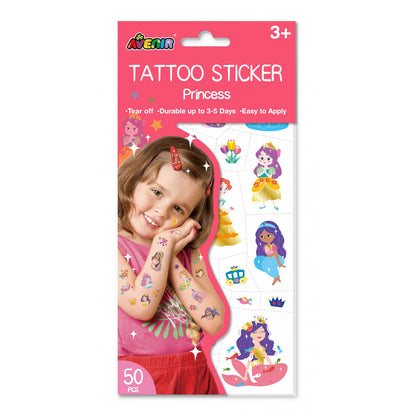 Avenir - Tattoo Sticker - Princess | 52Pc Set Of Temporary Tatto-Multicolor