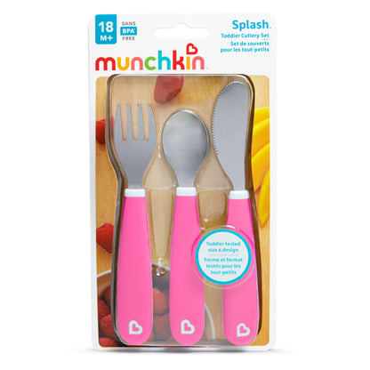 Munchkin- Splash™ Toddler Fork, Knife & Spoon Set - 18 Months + - Pink