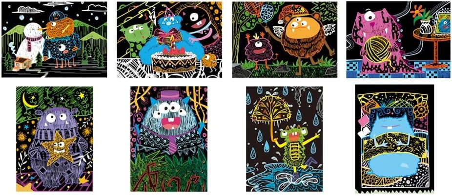 Avenir - Scratch Art Kit – Monster | Unleash Creativity With Vibrant Drawing-Multicolor