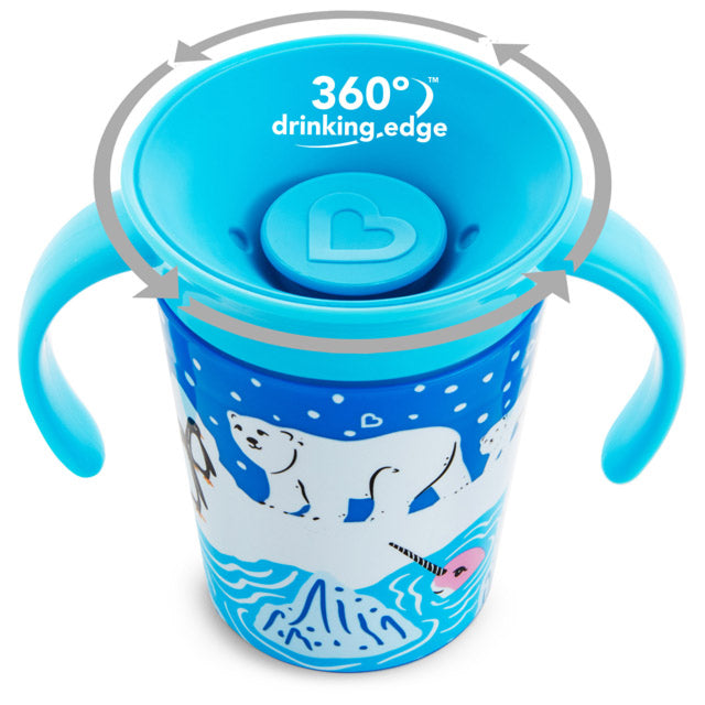 Munchkin- Miracle® 360° Wildlove Trainer Cup 6Oz - Pack Of 2-6 Months + - Polar Bear & Orca