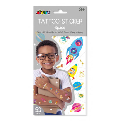 Avenir - Tattoo Sticker - Space | 53Pc Set Of Temporary Tattoos -Multicolor