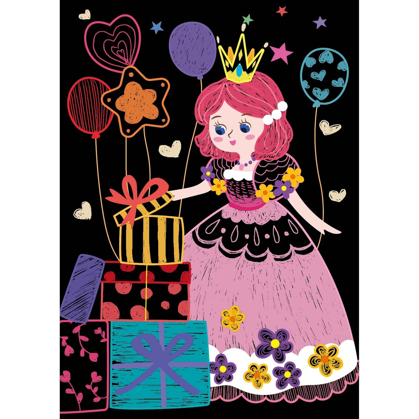 Avenir -  Mini Scratch Book - Princess | Introducing The "Mini Enchanting -Multicolor