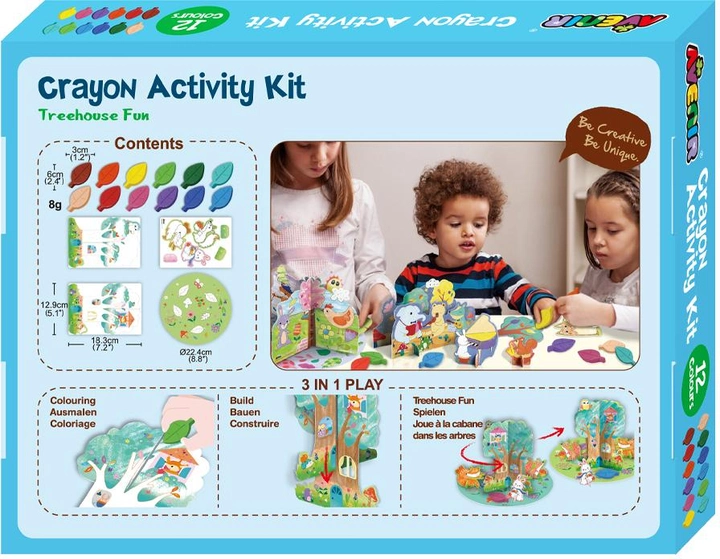 Avenir - Crayon Activity Kit - Treehouse Fun | Thoughtfully Designed Crayons For Little Hands-Multicolor