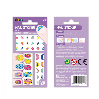 Avenir -  Nail Stickers Glitter  -  Flower  | Trendy Themed Designs-Multicolor