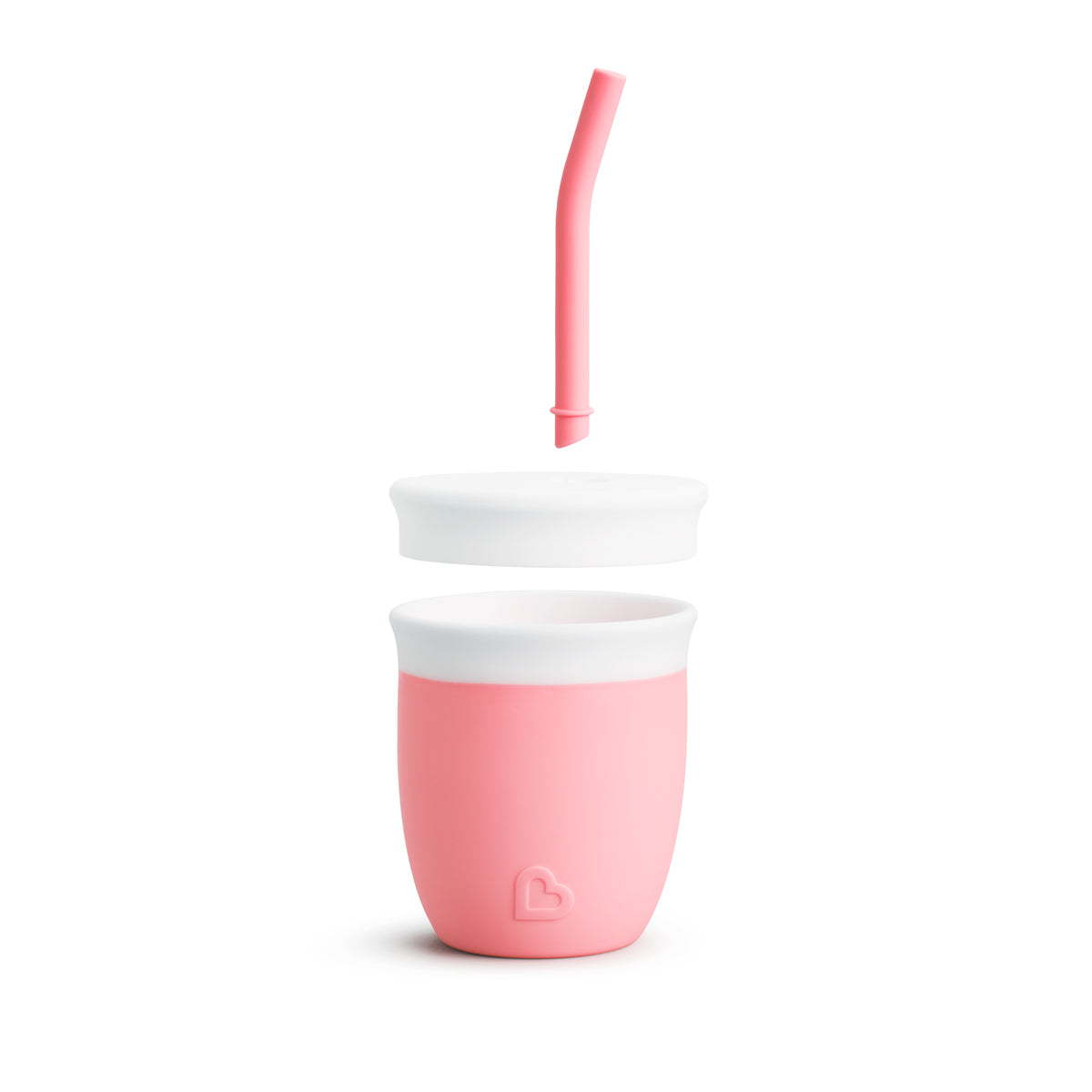 Munchkin- C’Est Silicone!™ Training Cup With Straw - 4 Oz 6 Months  - Coral