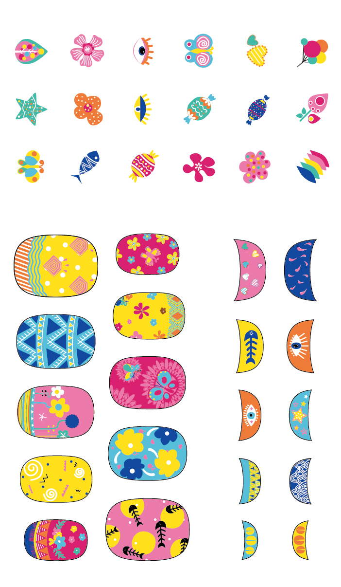 Avenir -  Nail Stickers Glitter  -  Flower  | Trendy Themed Designs-Multicolor