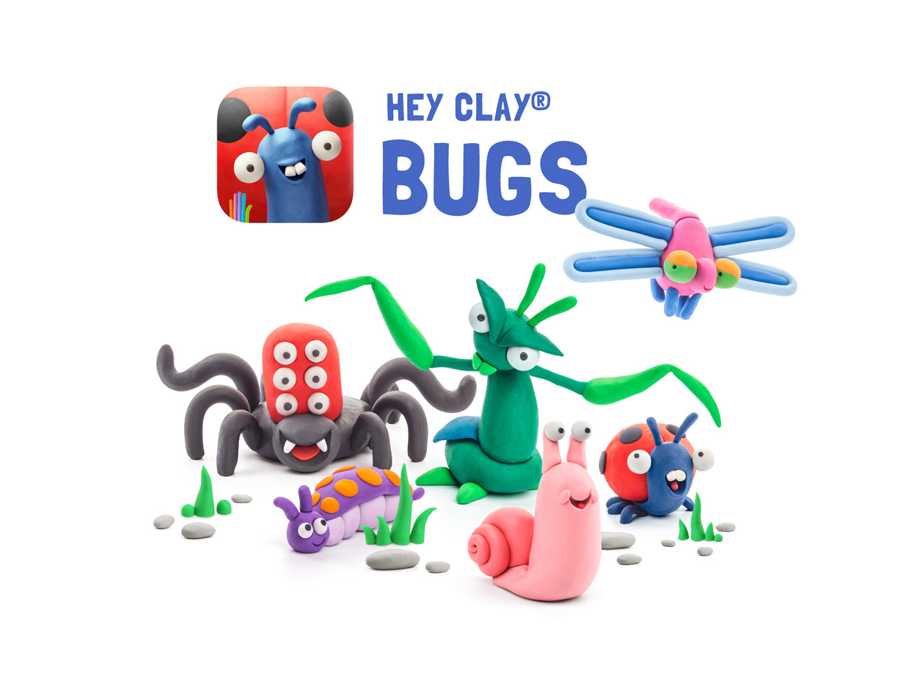 Hey Clay - Diy Bugs: Snail, Dragonfly, Ladybird Plastic Creative Modelling Air-Dry Clay For Kids 6 Cans-Multicolor