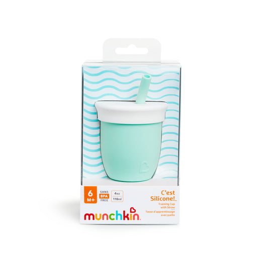 Munchkin- C’Est Silicone!™ Training Cup With Straw -  4Oz  6 Months - Mint