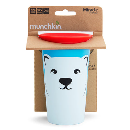 Munchkin- Miracle® 360° Wildlove Sippy Cup 9Oz - 12 Months + -  Polar Bear