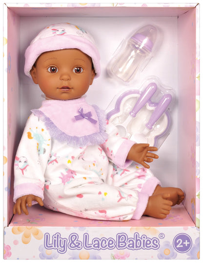 Lotus -  16" Inch, Soft-Bodied Baby Doll – Afro-American (No Hair)-Multicolor