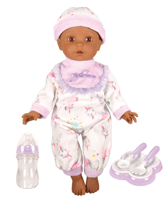 Lotus -  16" Inch, Soft-Bodied Baby Doll – Afro-American (No Hair)-Multicolor