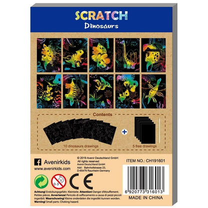 Avenir -  Mini Scratch Book Dinosaurs | Easy-To-Use Activity Book-Multicolor