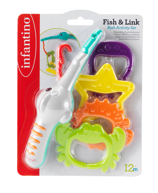 Infantino- Fish & Link Bath Activity Set-Multicolor