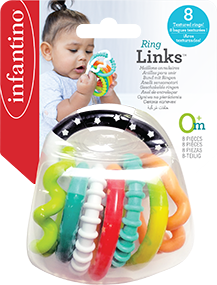 Infantino- Textured Ring Links-Multicolor