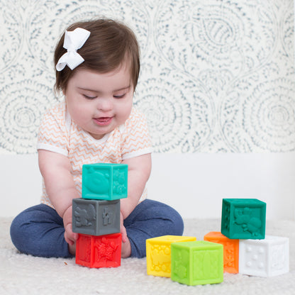 Infantino- Squeeze & Stack Block 8Pcs-Multicolor