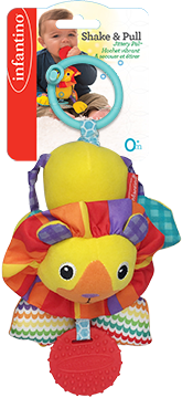 Infantino- Shake & Pull Jittery Pal - Lion-Multicolor