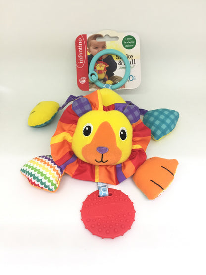 Infantino- Shake & Pull Jittery Pal - Lion-Multicolor