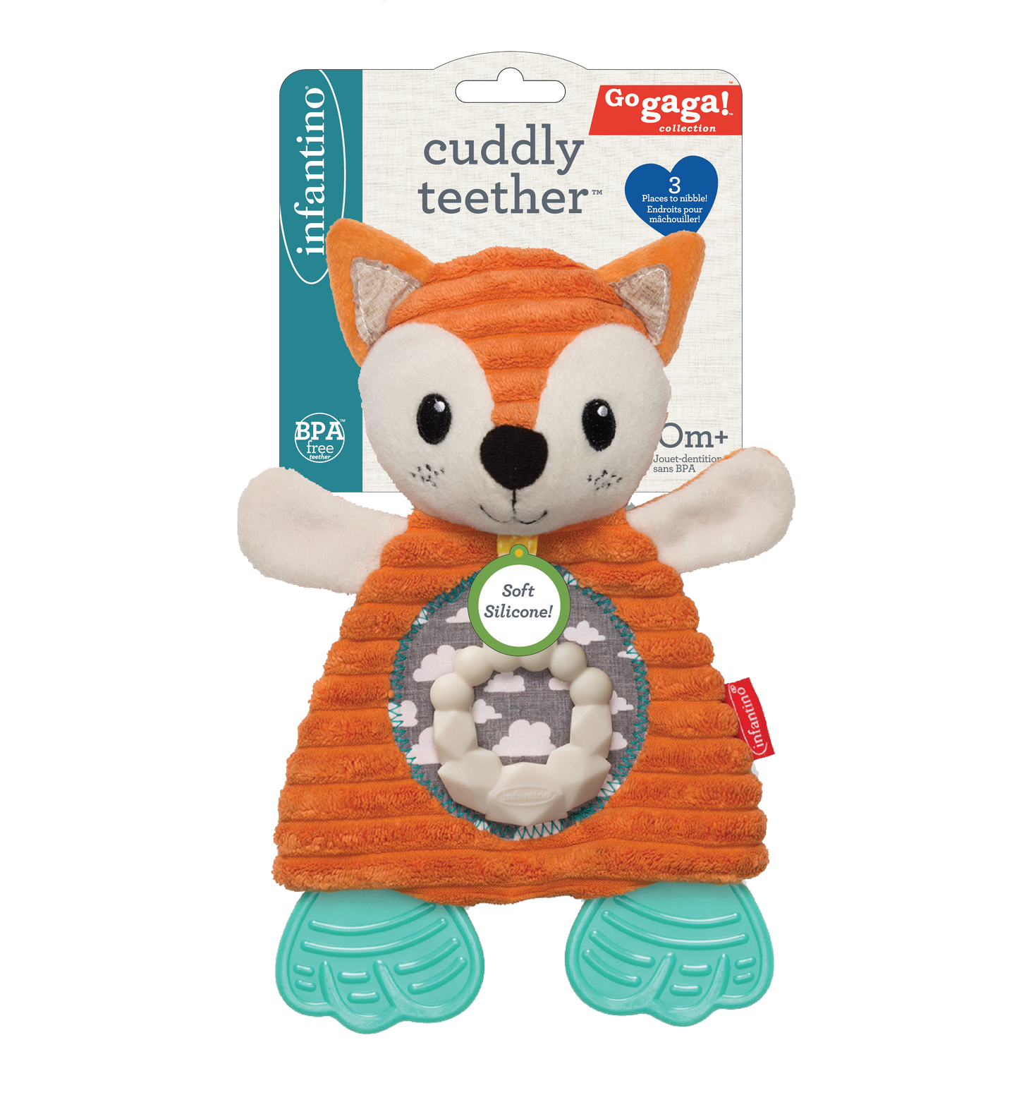 Infantino- Go Gaga Cuddly Teether Fox-Multicolor