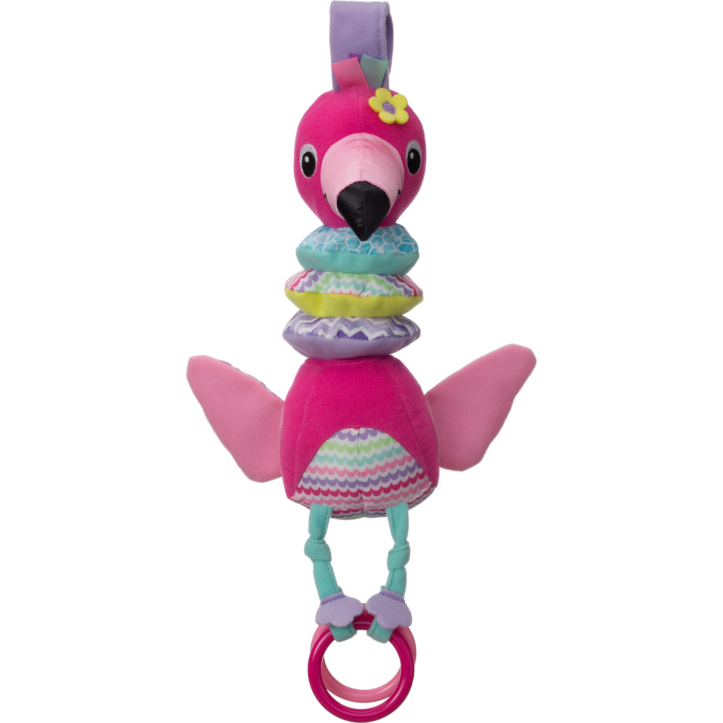 Infantino- Hug & Tug Musical Flamingo-Multicolor