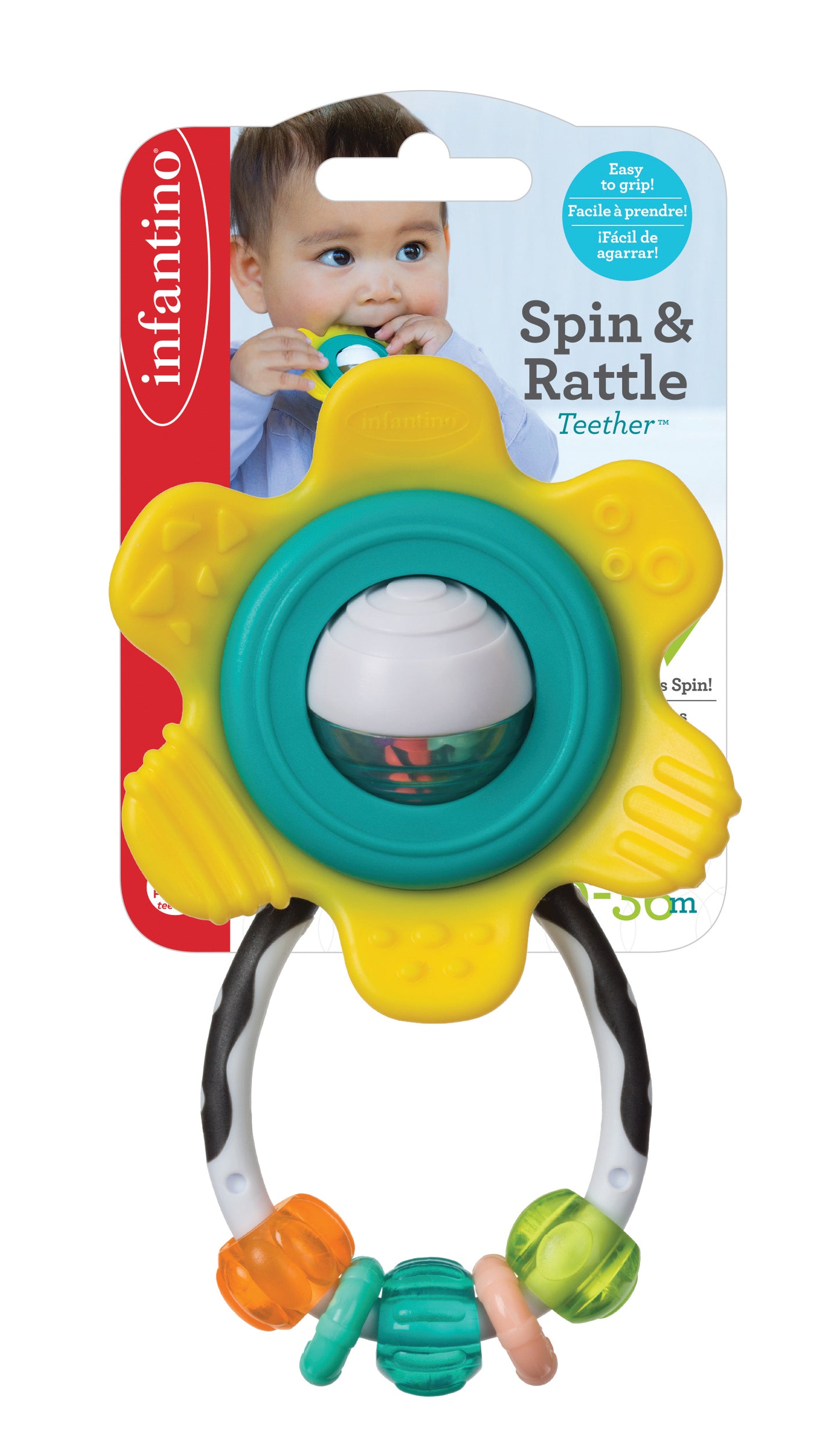 Infantino- Spin & Rattle Teether -Yellow