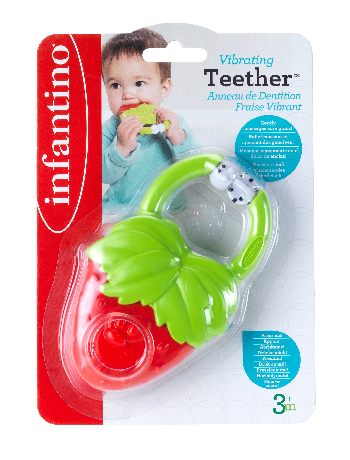 Infantino- Vibrating Teether - Strawberry-Red