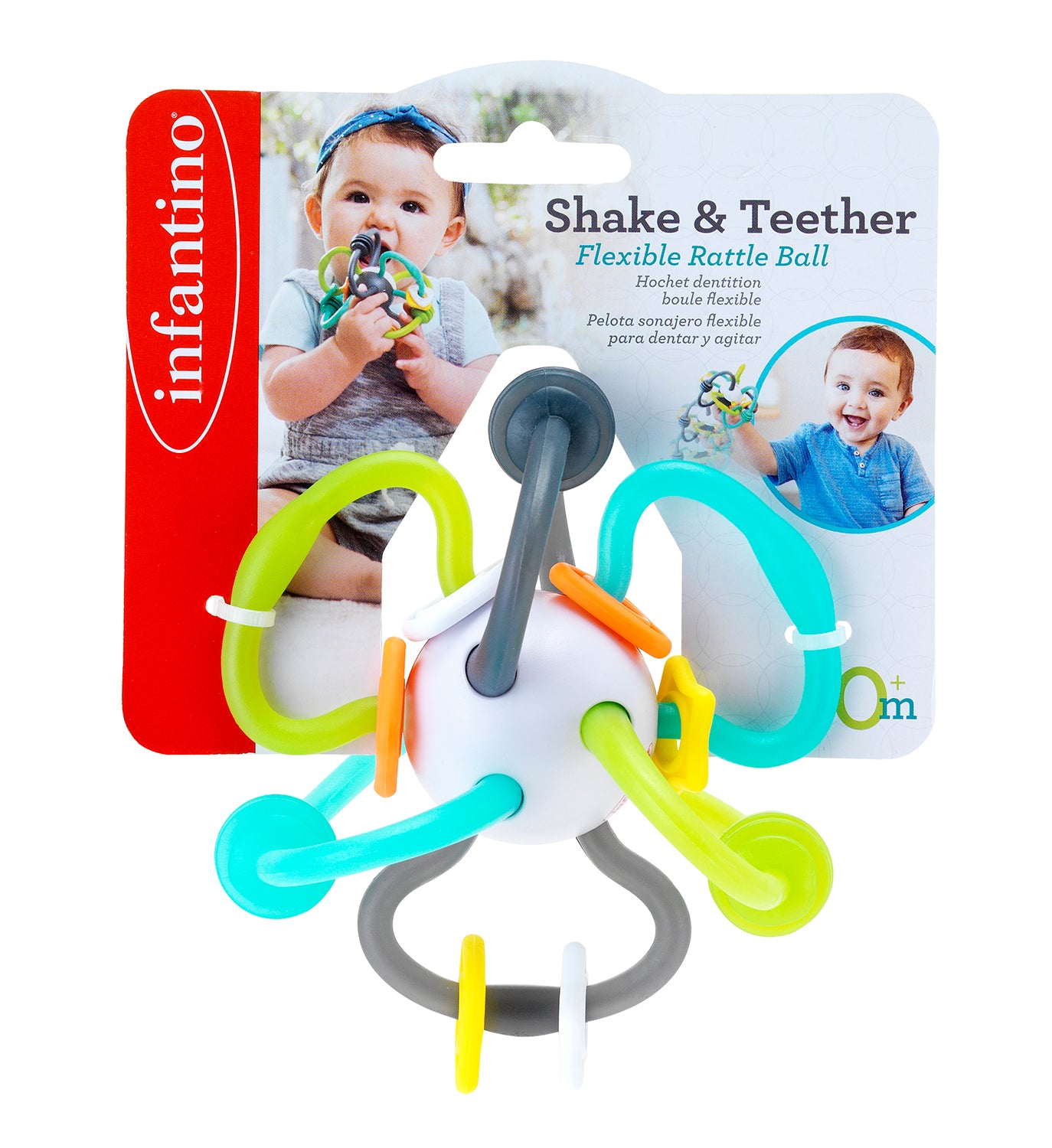 Infantino- Shake & Teethe Flexible Rattle Ball-Multicolor