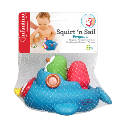 Infantino- Squirt'N Sail Penguins-Multicolor