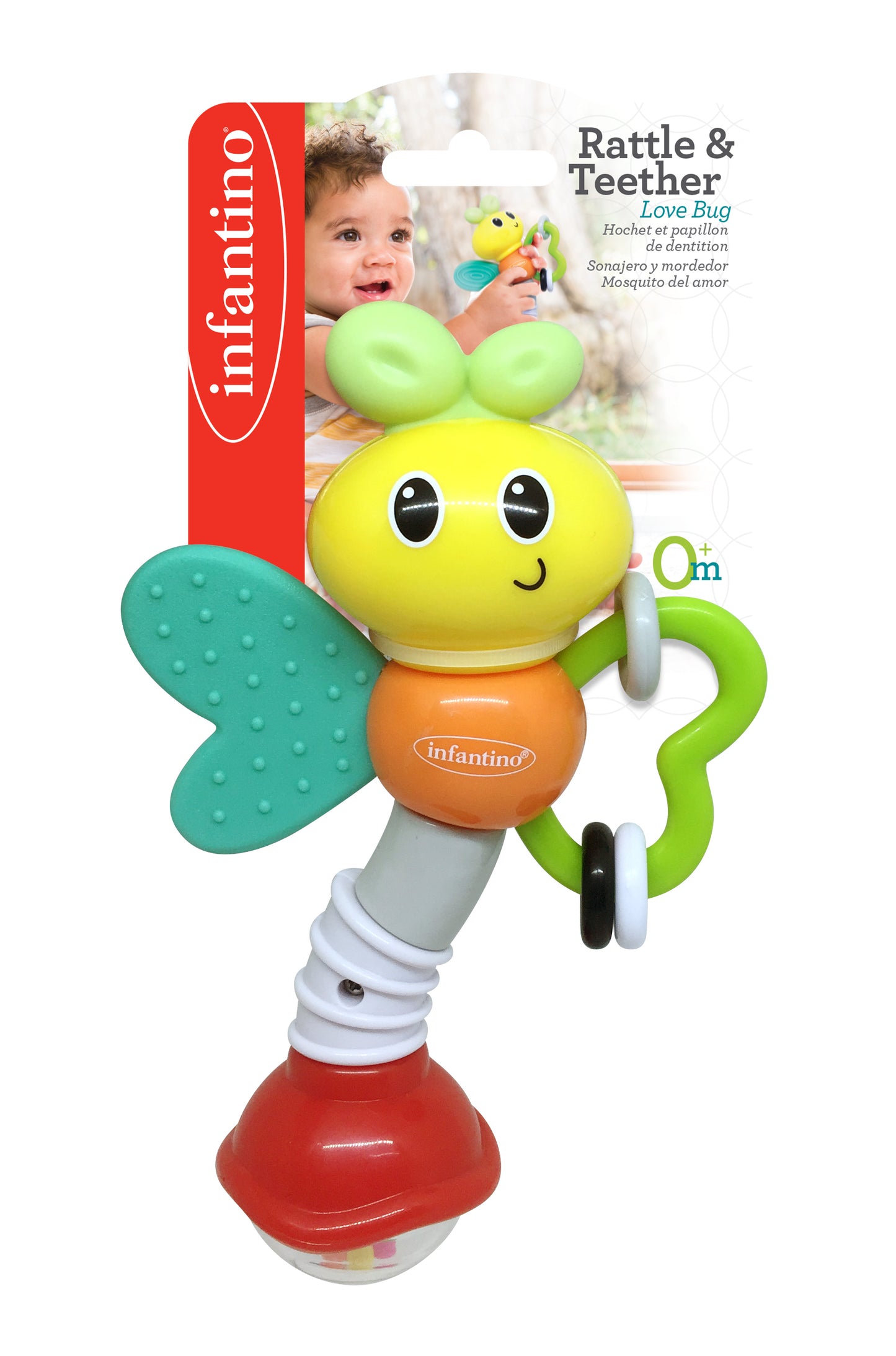 Infantino- Rattle & Teether Love Bug-Multicolor