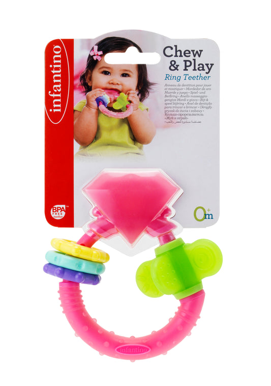 Infantino- Chew & Play Ring Teether-Pink