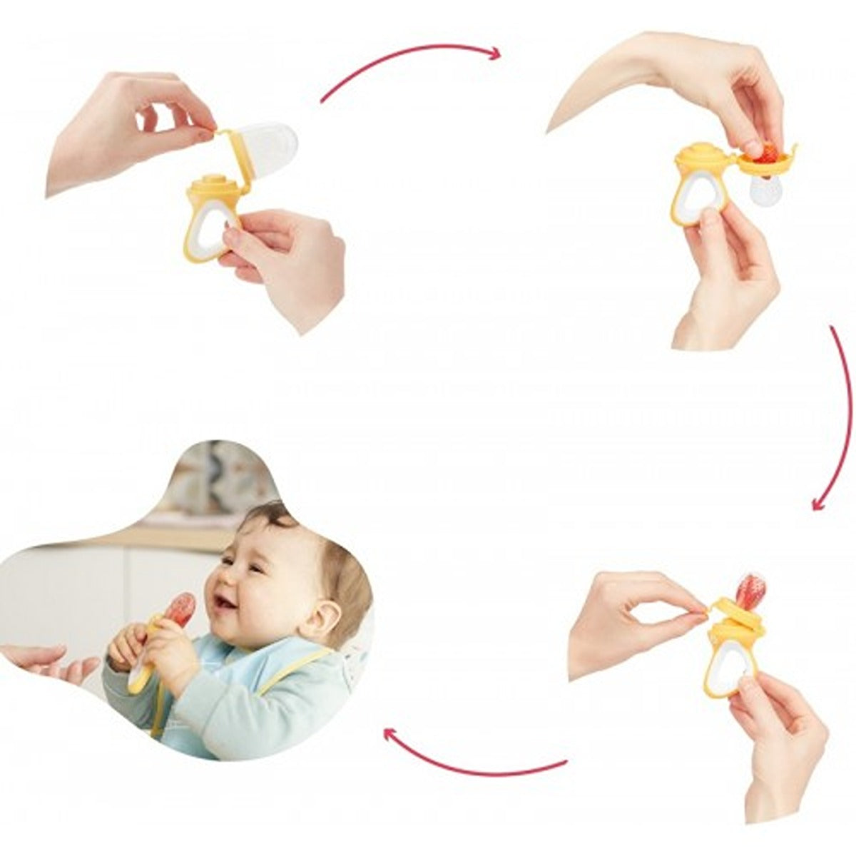 Babymoov - Feeder Nibbler | Soft Silicone, Feed On Fruits & Vegetables, For Teething Babies, Small Handle For Baby Grip, Fruit Food Silicone Nipple Teething Toy | Yellow