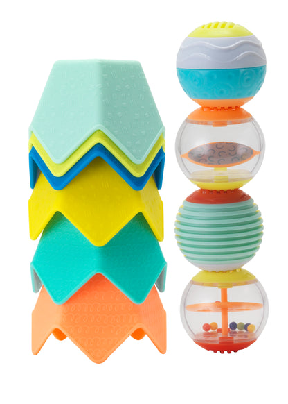 Infantino- Sensory Stacking Cups & Activity Ball Set-Multicolor