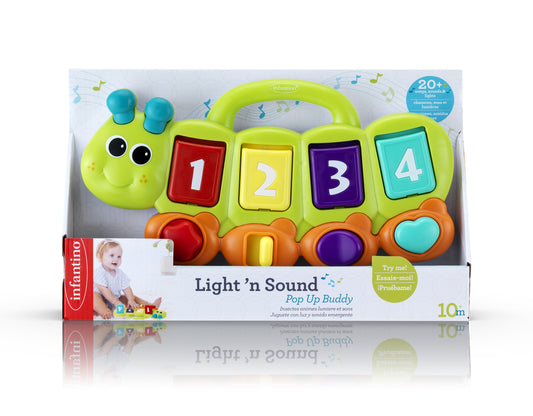 Infantino- Light'N Sound Pop Up Buddy -Multicolor