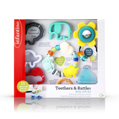 Infantino- Teether & Rattles Baby Gift Set-Multicolor