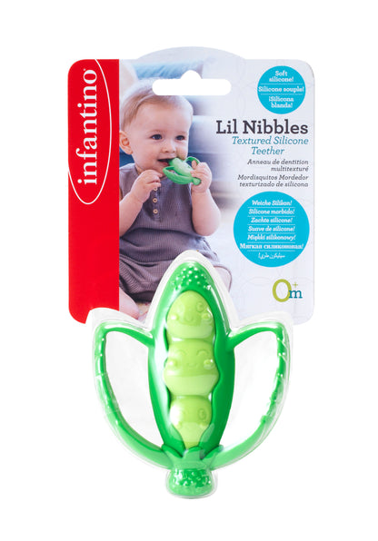 Infantino- Lil Nibbles Textured Silicone Teether -Green