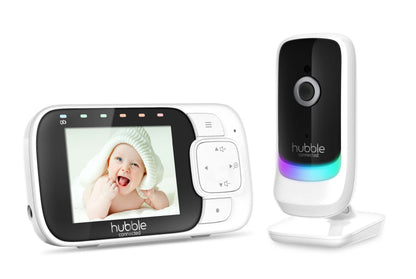 Hubble-Connected Night Light Listen Glow Audio Baby Monitor -White